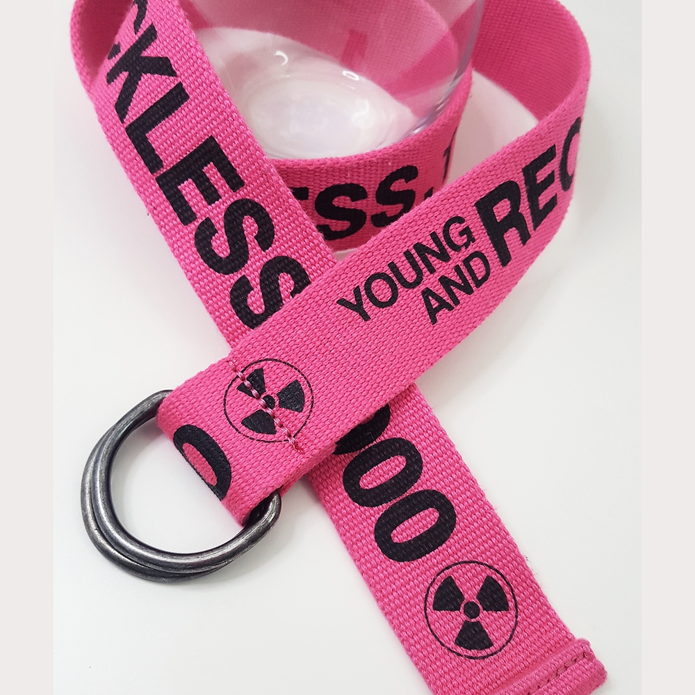 Unisex Pink Woven Belt🎀Webbing Graphic Belt With D-Ring Buckle